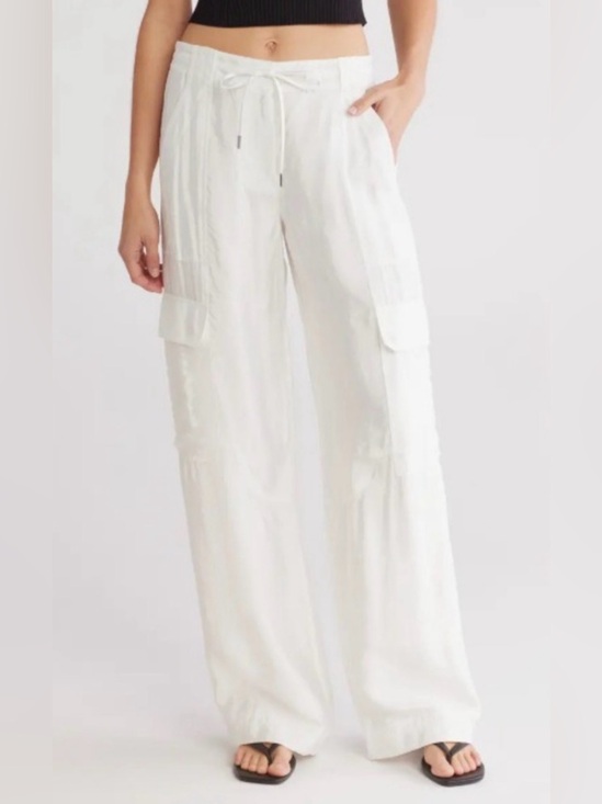 Simkhai Pants - Jonathan Simkhai Women's Aurora Parachute Crinkled-Shell Utility Pants 6 White